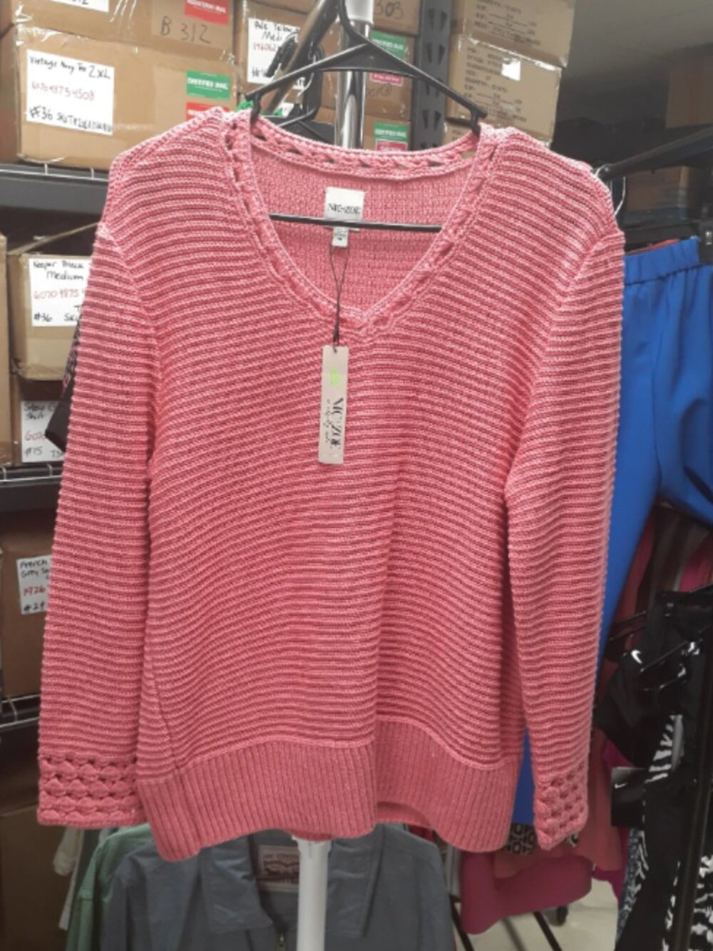 Ladies Raspberry Pink Knit Sweater Nic+Zoe medium ORG $158 NWT (Rack 1)